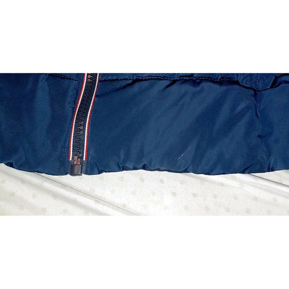 Women's Tommy Hilfiger Deep Blue Puffer Hooded Jacket 3 Pockets Maroon Lining S - Picture 10 of 15